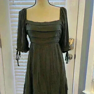 NWT Francesca’s Mi Ami Floral Ruffle Chiffon Mini Dress Green